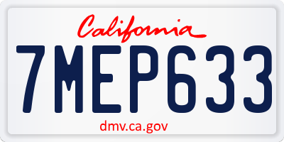 CA license plate 7MEP633