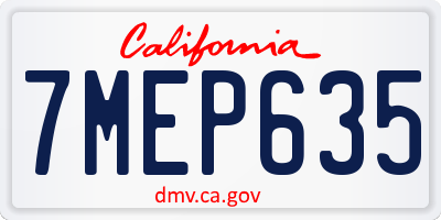 CA license plate 7MEP635