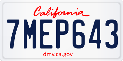 CA license plate 7MEP643