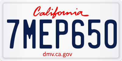 CA license plate 7MEP650