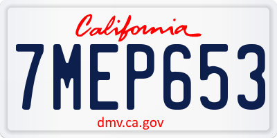 CA license plate 7MEP653