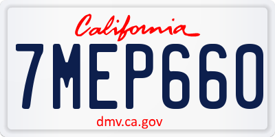CA license plate 7MEP660