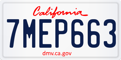 CA license plate 7MEP663