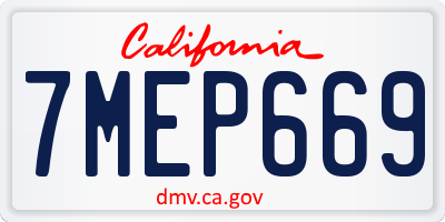 CA license plate 7MEP669