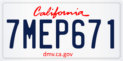 CA license plate 7MEP671