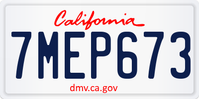 CA license plate 7MEP673