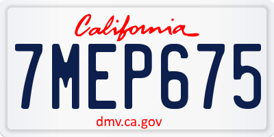 CA license plate 7MEP675