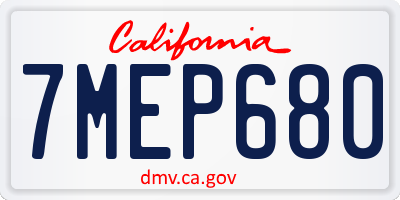 CA license plate 7MEP680