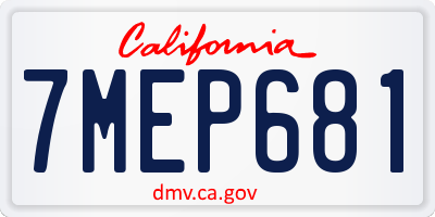 CA license plate 7MEP681