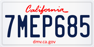 CA license plate 7MEP685
