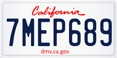 CA license plate 7MEP689