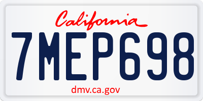 CA license plate 7MEP698