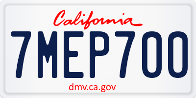 CA license plate 7MEP700