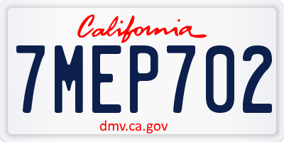 CA license plate 7MEP702