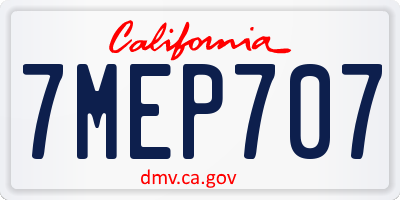 CA license plate 7MEP707