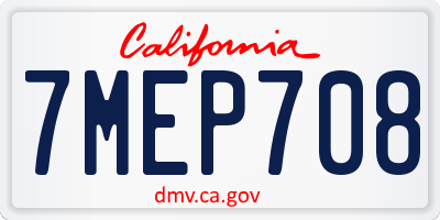 CA license plate 7MEP708