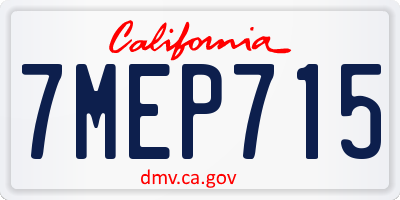 CA license plate 7MEP715