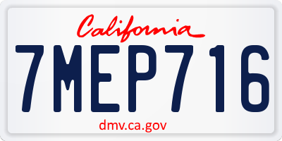CA license plate 7MEP716