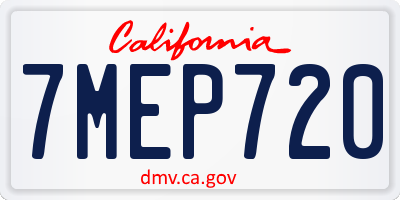 CA license plate 7MEP720