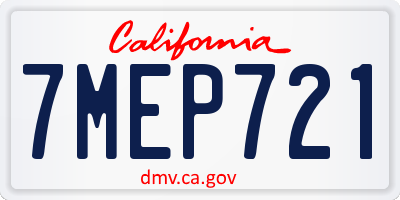 CA license plate 7MEP721