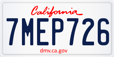 CA license plate 7MEP726