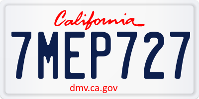 CA license plate 7MEP727