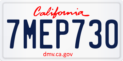 CA license plate 7MEP730