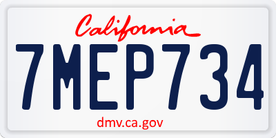 CA license plate 7MEP734