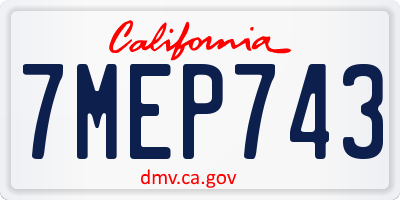 CA license plate 7MEP743