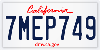 CA license plate 7MEP749