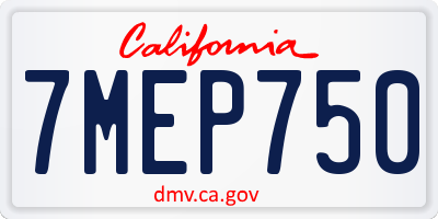 CA license plate 7MEP750