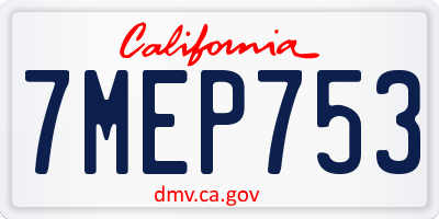 CA license plate 7MEP753