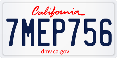 CA license plate 7MEP756