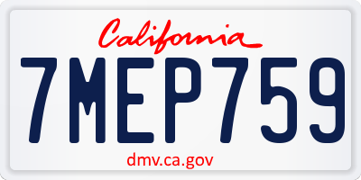 CA license plate 7MEP759