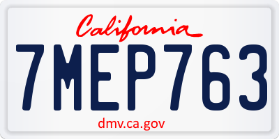 CA license plate 7MEP763