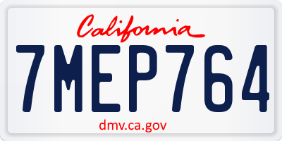CA license plate 7MEP764