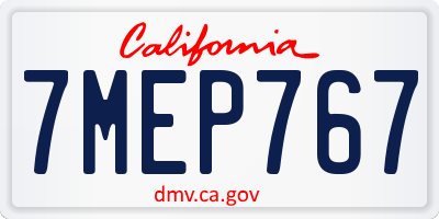 CA license plate 7MEP767