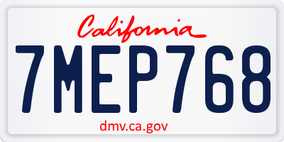 CA license plate 7MEP768