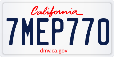 CA license plate 7MEP770