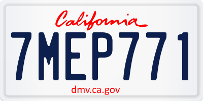 CA license plate 7MEP771