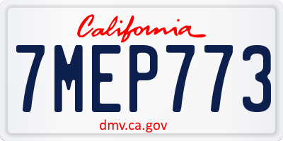 CA license plate 7MEP773