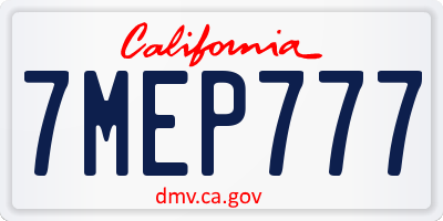 CA license plate 7MEP777