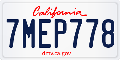 CA license plate 7MEP778