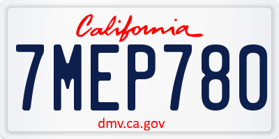 CA license plate 7MEP780