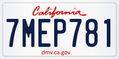 CA license plate 7MEP781