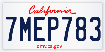CA license plate 7MEP783