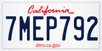 CA license plate 7MEP792