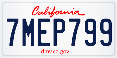 CA license plate 7MEP799