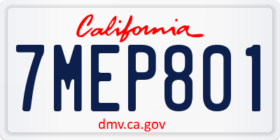 CA license plate 7MEP801