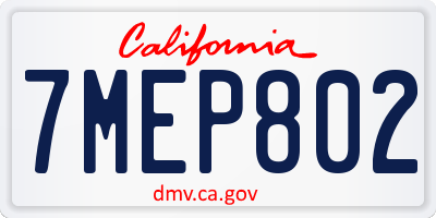 CA license plate 7MEP802